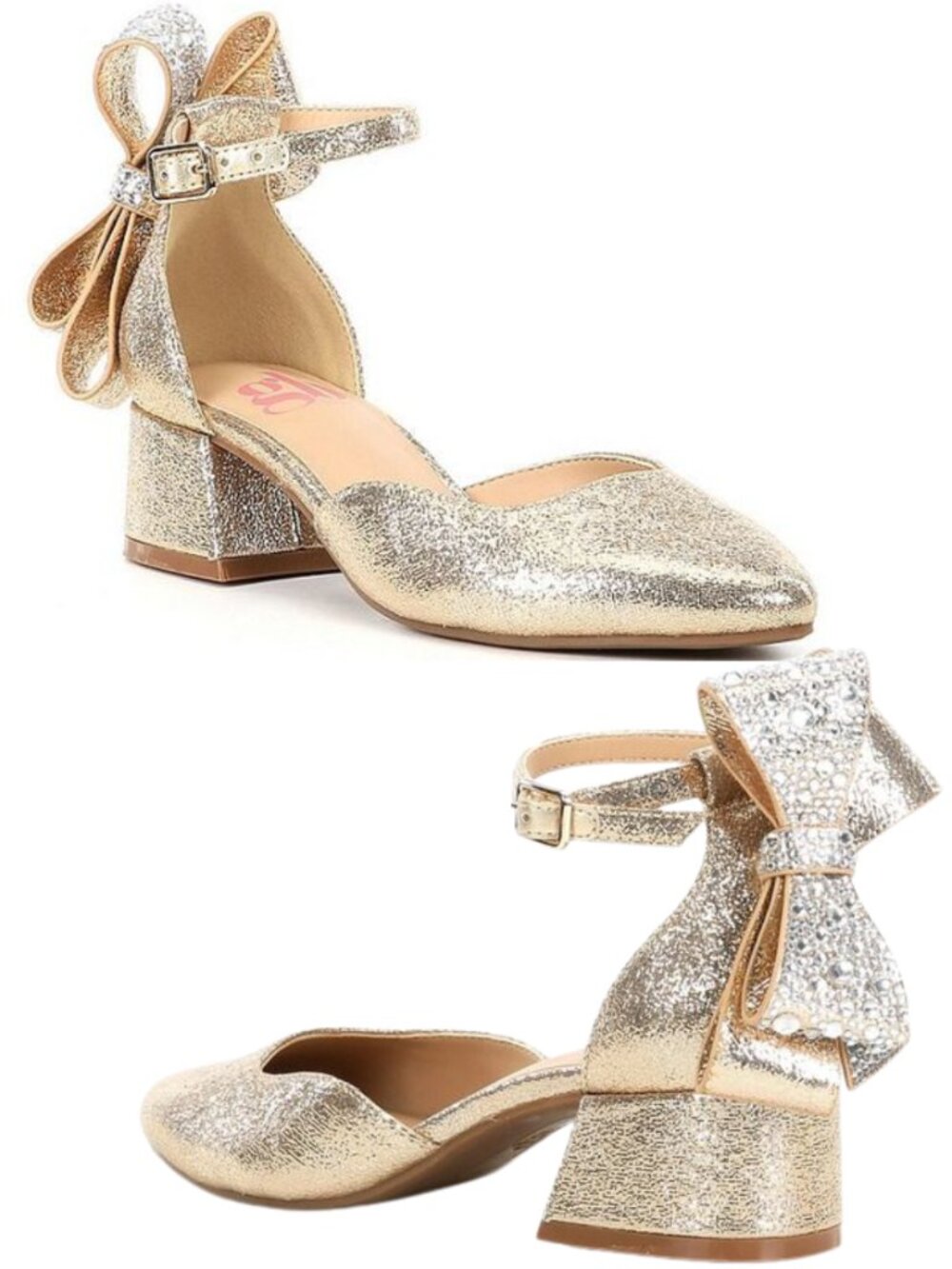 GB Girls' Tinsley Bow Dress Pumps in Gold Sz. 5 NEW